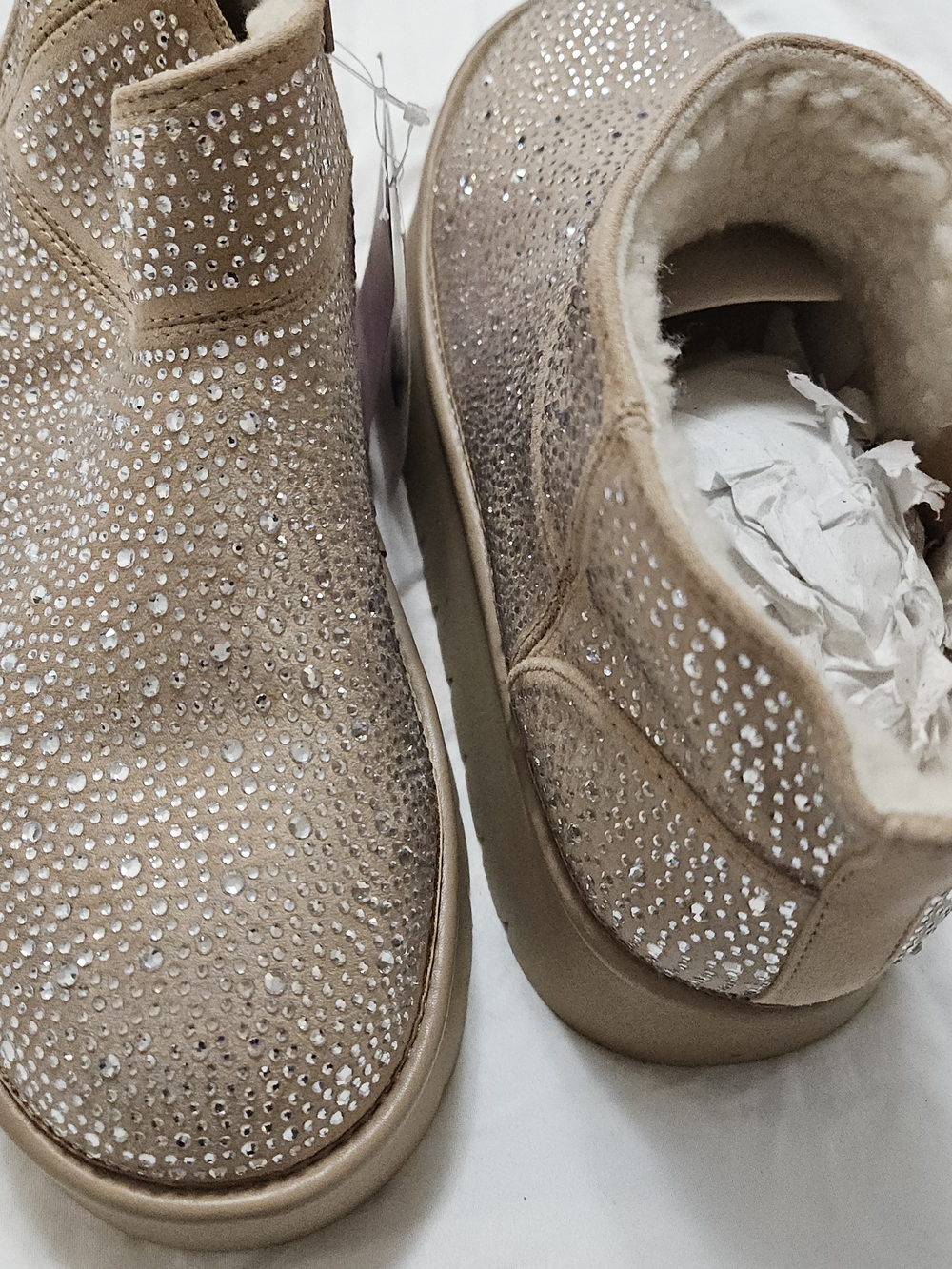 Sparkle Tan Suede Women's Ankle Boots